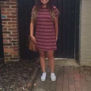 Red Striped T-shirt Dress